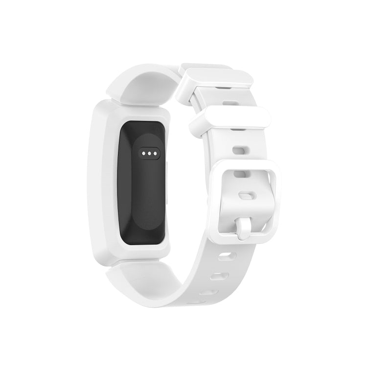 White silicone wrist strap watchband with adjustable clasp for Fitbit Inspire HR