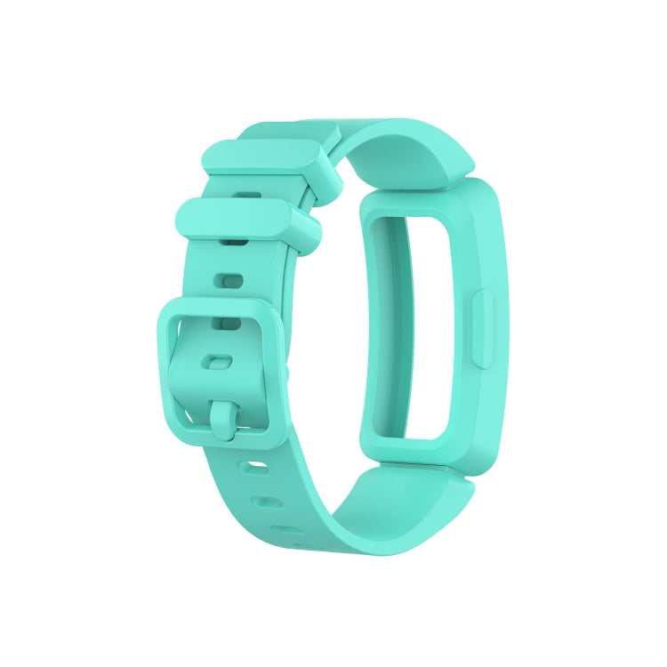 Light teal silicone wrist strap watchband with adjustable clasp for Fitbit Inspire HR