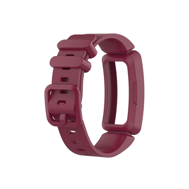 Burgundy silicone wrist strap watchband with adjustable clasp for Fitbit Inspire HR