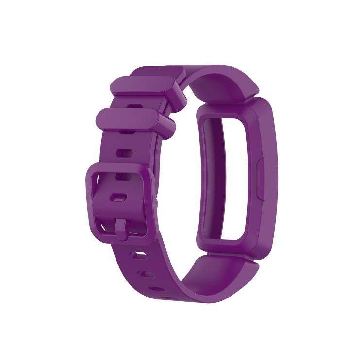 Silicone smartwatch wrist strap watchband, purple with matching buckle detail