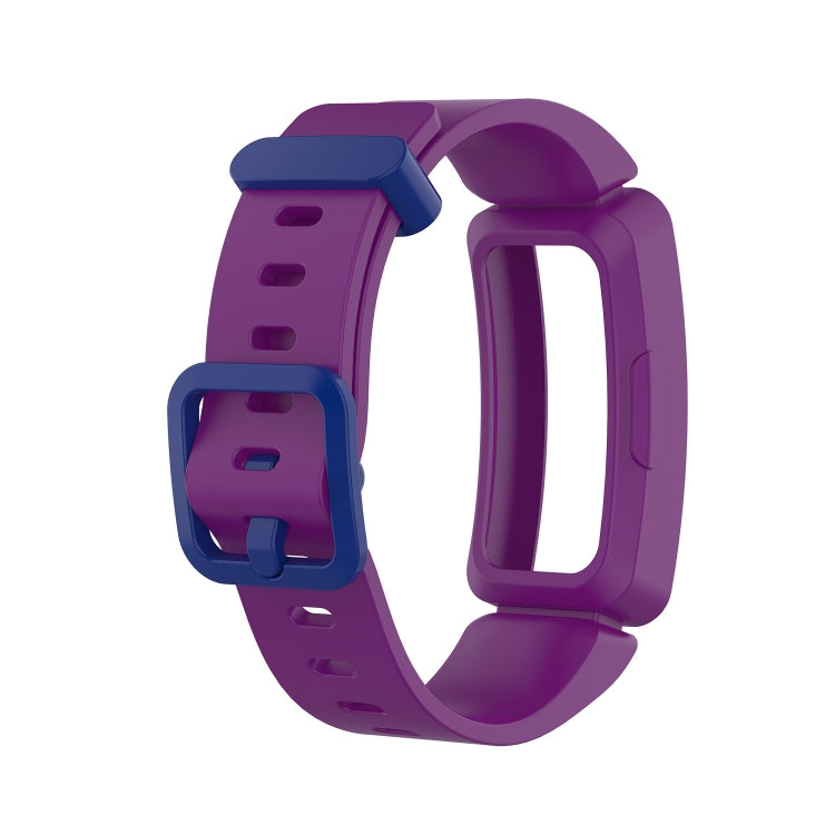 Silicone smartwatch wrist strap watchband, purple with dark blue buckle detail