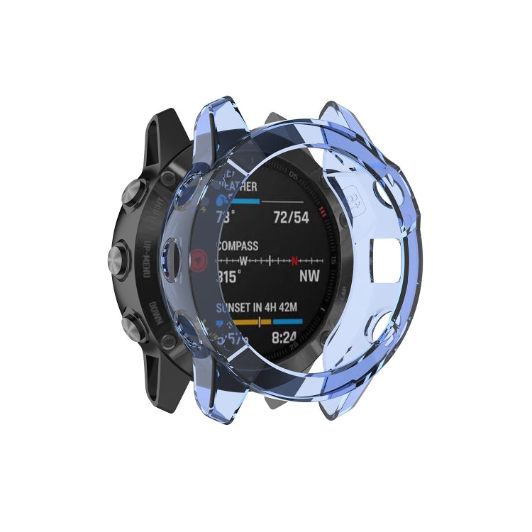 Half-coverage TPU smartwatch protective case, transparent blue finish