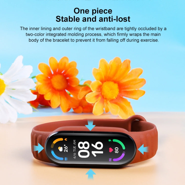 For Xiaomi Mi Band 6 / 5 Universal Silicone Leather Texture Replacement Strap Watchband