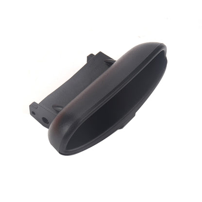 Black central armrest cover with mounting brackets and button slot
