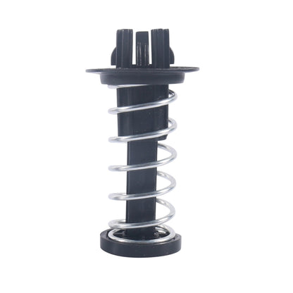 Car hood buffer spring assembly with black plastic cap and metal coil spring