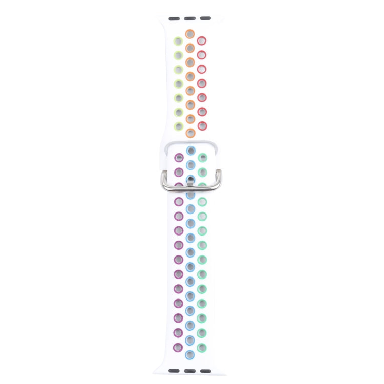 Metal Buckle Silicone Replacement Watchband For Apple Watch Series, 7 41mm / 6 & SE & 5 & 4 40mm / 3 & 2 & 1 38mm, 7 45mm / 6 & SE & 5 & 4 44mm / 3 & 2 & 1 42mm