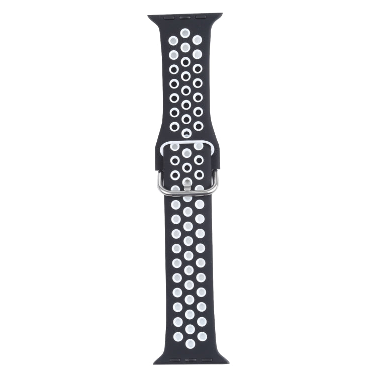 Metal Buckle Silicone Replacement Watchband For Apple Watch Series, 7 41mm / 6 & SE & 5 & 4 40mm / 3 & 2 & 1 38mm, 7 45mm / 6 & SE & 5 & 4 44mm / 3 & 2 & 1 42mm
