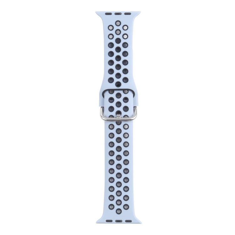 Metal Buckle Silicone Replacement Watchband For Apple Watch Series, 7 41mm / 6 & SE & 5 & 4 40mm / 3 & 2 & 1 38mm, 7 45mm / 6 & SE & 5 & 4 44mm / 3 & 2 & 1 42mm