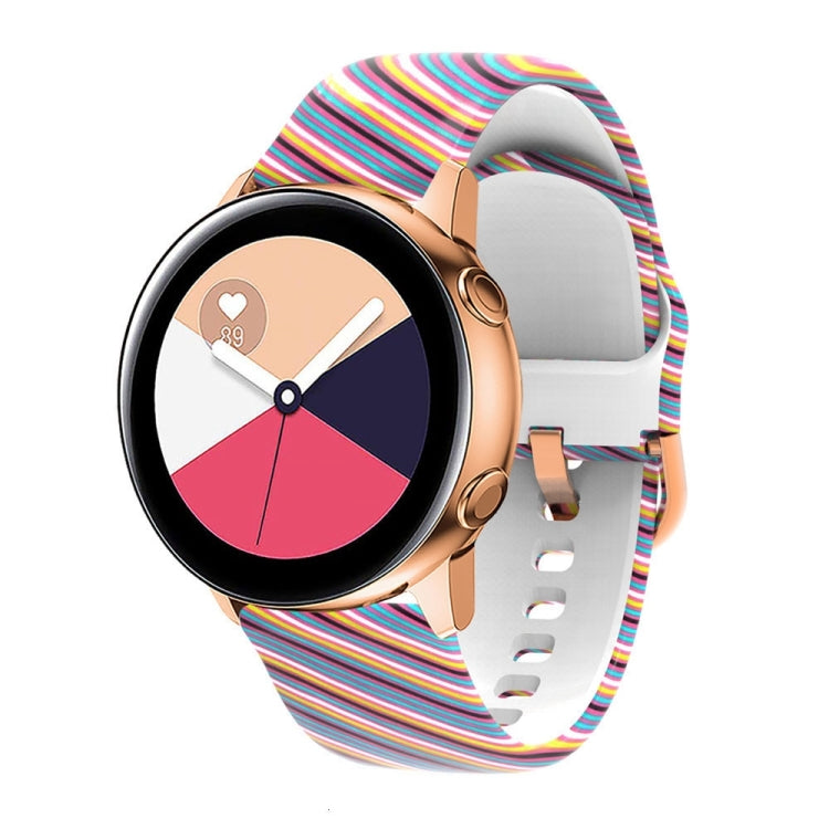 Silicone watchband with multicolor wavy stripes and rose-gold clasp, for Galaxy Watch