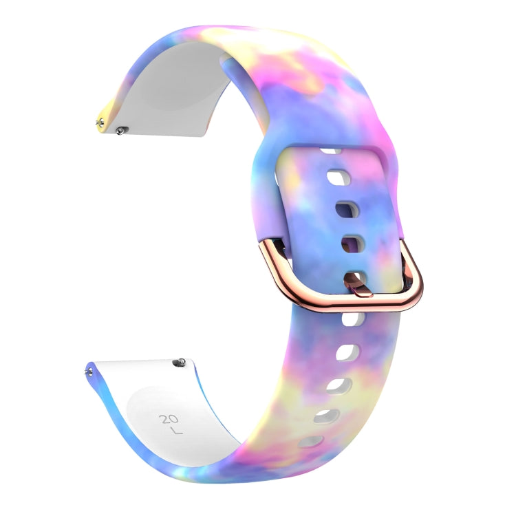 Rainbow holographic silicone watch band with rose-gold clasp and vent holes