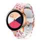 Floral leaf print silicone watch band with white clasp and side holes for Samsung Galaxy Watch