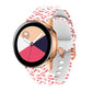 Red leaf print silicone watch band with white clasp and perforations for Samsung Galaxy Watch