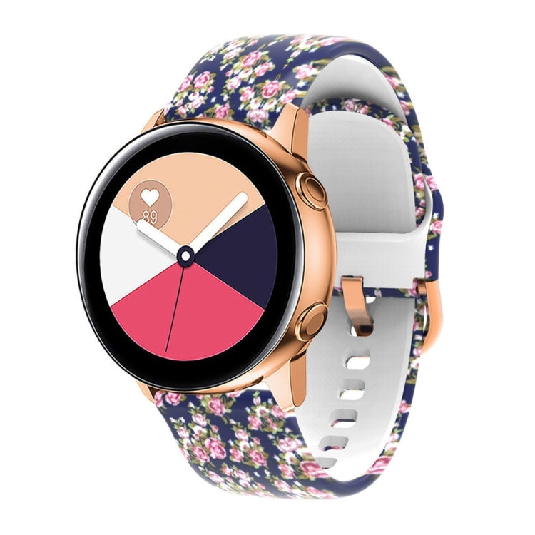 Silicone watchband strap with colorful floral print for smartwatch