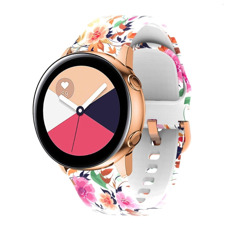 Silicone watchband strap with multicolor floral print for smartwatch