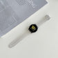 22mm gray silicone smartwatch replacement strap with clear clasp and black watch face