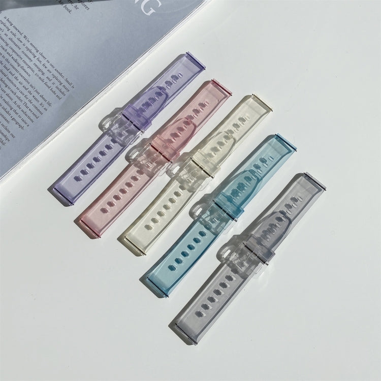 Set of 22mm silicone smartwatch replacement straps in purple, pink, beige, teal, and gray