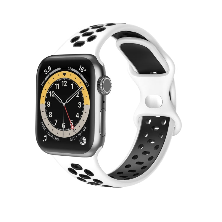 Silicone watch strap with perforated holes, two-tone white and dark accents