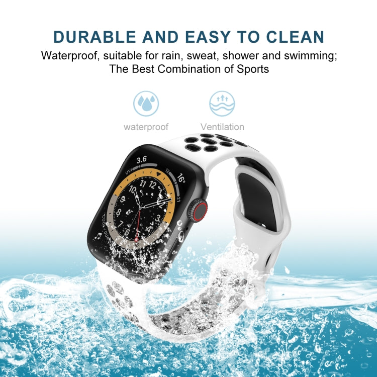 Silicone watch strap with perforated holes, two-tone white with dark accents