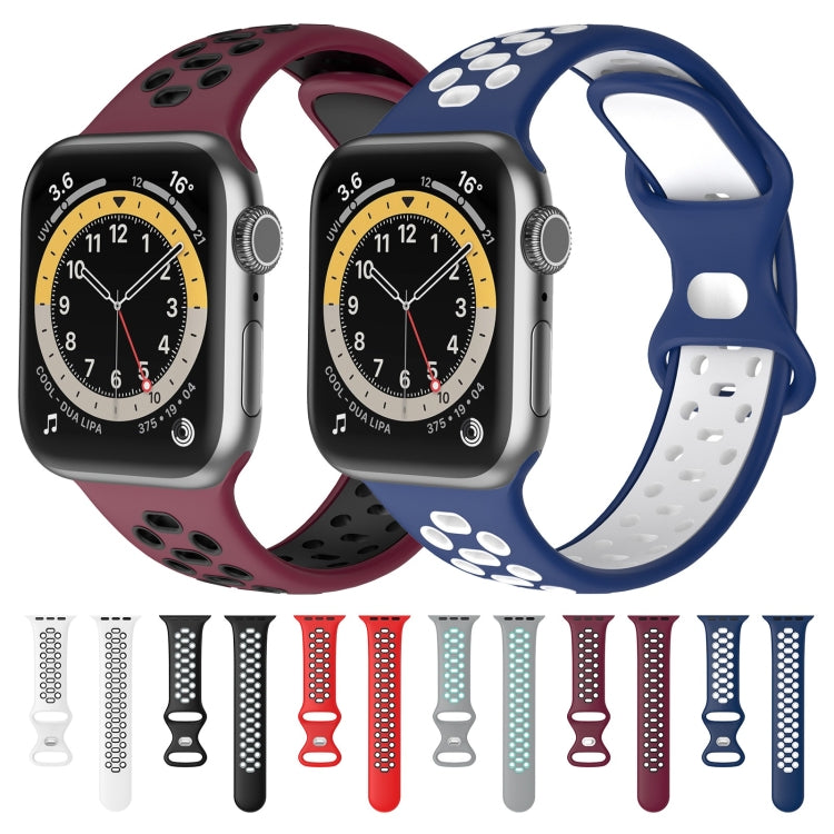 Assorted two-color silicone replacement watch straps with perforated hole pattern