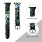 Black floral leather smartwatch strap with stainless steel buckle for Fitbit Versa 2