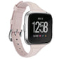 Light pink genuine leather smartwatch wrist strap with metal buckle for Fitbit Versa 2