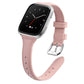 Rose pink genuine leather smartwatch strap with metal buckle for Fitbit Versa 2
