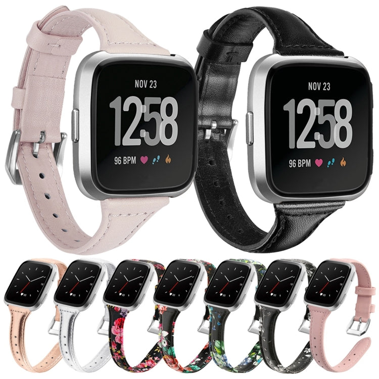 Assorted color genuine leather smartwatch wrist straps with metal buckles for Fitbit Versa 2