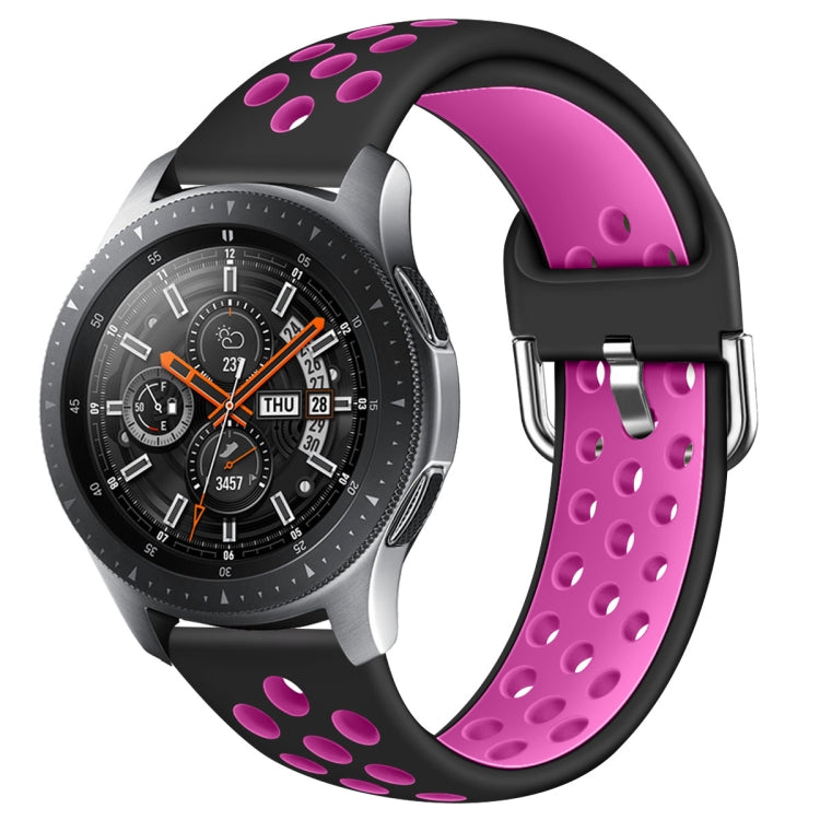 Double-color silicone watch strap, black and purple paw-print, with metal buckle