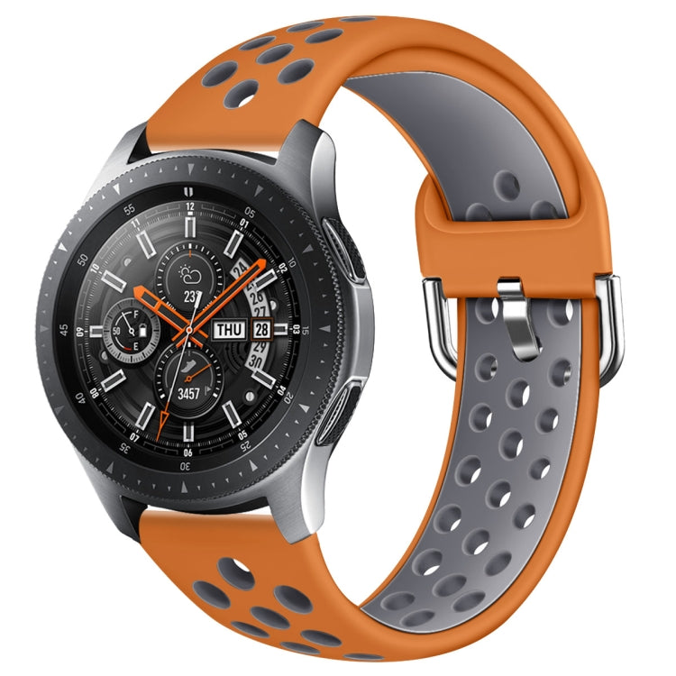 Double-color silicone watch strap, orange and gray paw-print, with metal buckle