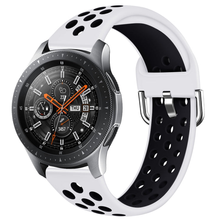 Double-color silicone watch strap, white and black paw-print, with metal buckle