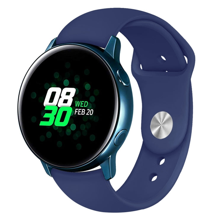 Silicone wrist strap watchband with buckle holes, navy blue for Galaxy Watch Active 2