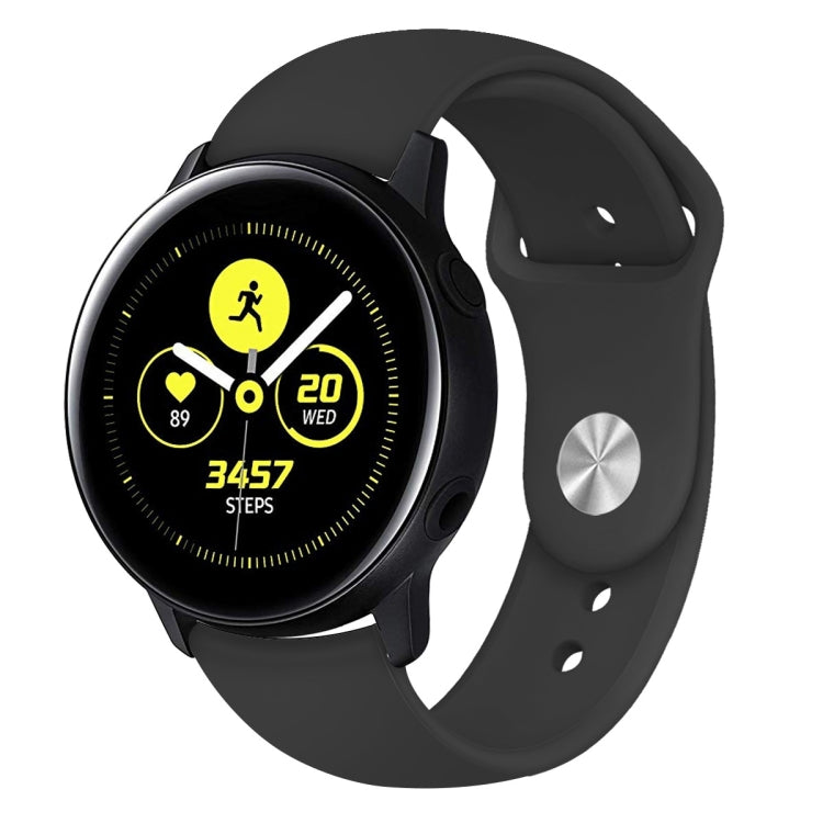 Silicone wrist strap watchband with buckle holes, black for Galaxy Watch Active 2