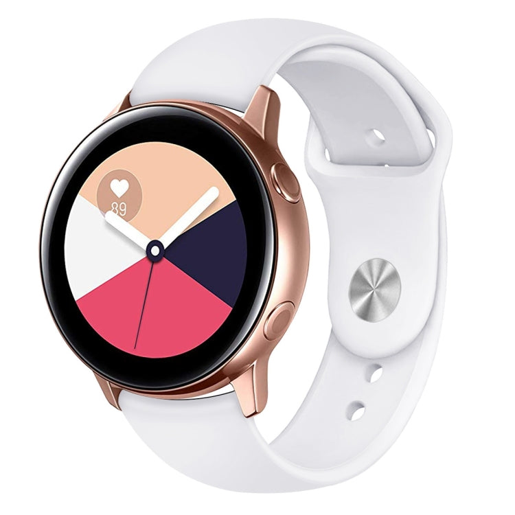 Silicone wrist strap watchband with buckle holes, white for Galaxy Watch Active 2