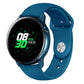 Silicone smartwatch wrist strap in blue with metal clasp and perforations