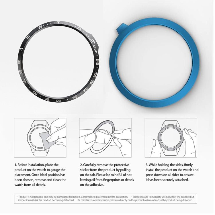 Set of replacement bezel rings: one blue and one dark ring for smartwatch install