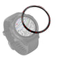 Smartwatch bezel ring accessory in dark metal look with red minute markings