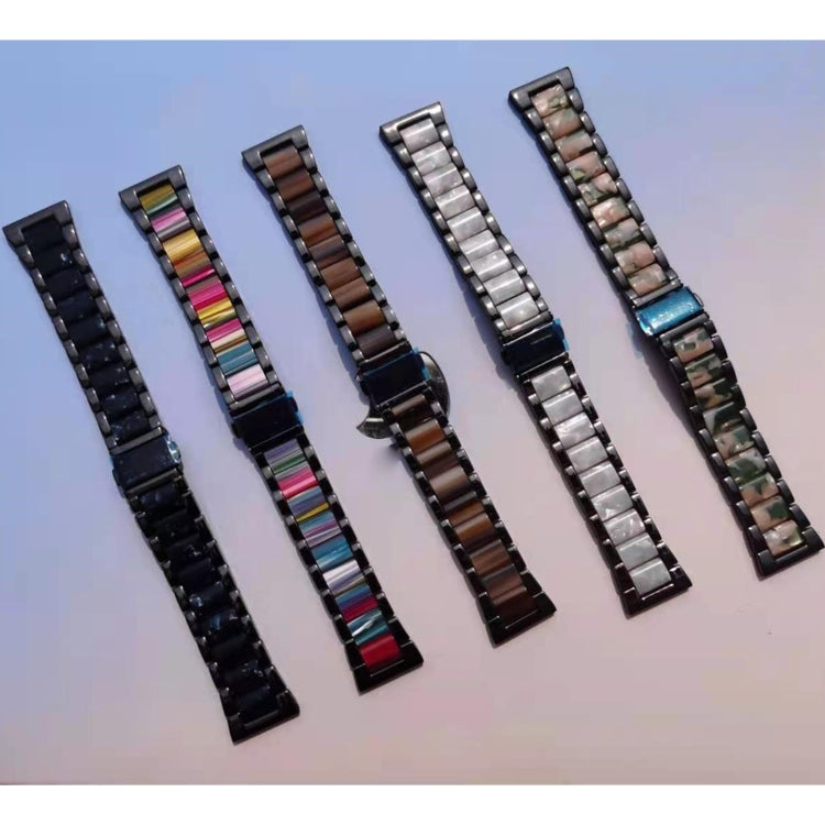 Universal Three-beads Stainless Steel + Resin Replacement Strap Watchband, For Garmin Venu/Vivoactive 3 Music 20mm, For Huawei Watch 3/3 Pro 22mm