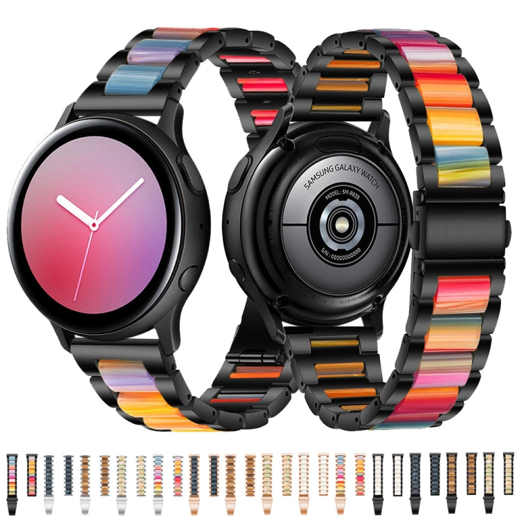 Universal Three-beads Stainless Steel + Resin Replacement Strap Watchband, For Garmin Venu/Vivoactive 3 Music 20mm, For Huawei Watch 3/3 Pro 22mm