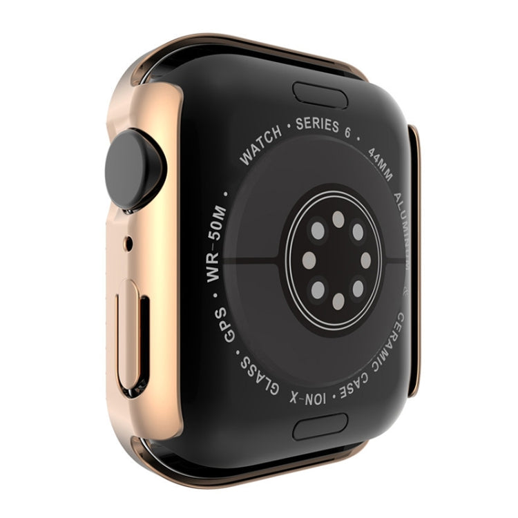 Diamond watch case with tempered glass film, rose-gold bumper and cutouts