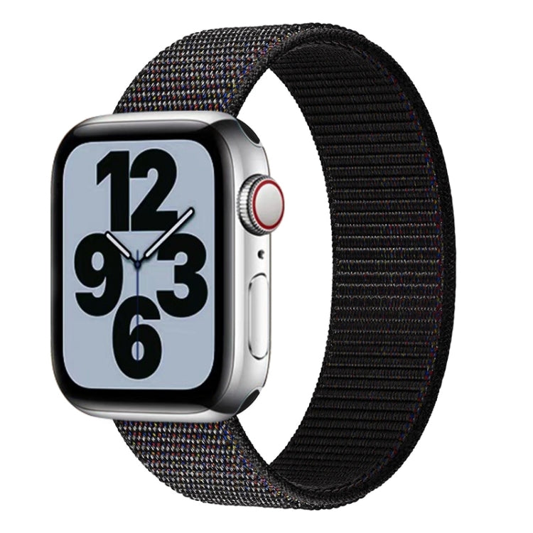 Speckled dark gray nylon woven replacement watchband with adjustable clasp and ends.