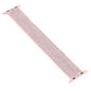Blush pink nylon woven replacement watchband laid flat, with connector end hardware.