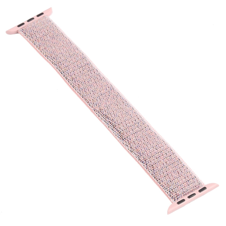 Light pink woven nylon watch band with metal strap pins