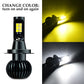 LED fog light bulb with yellow LED array and lit beam, single unit view