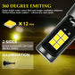 LED fog light bulb with multiple yellow chip LEDs on two sides, angled view
