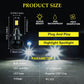 LED fog light bulb size diagram with heat-sink fins and plug-and-play base