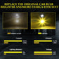 LED fog light bulb brightness comparison, showing white and yellow illuminated bulbs