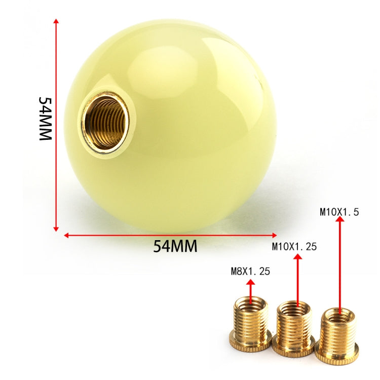 Universal round luminous shift knob with gold adapters and size measurements