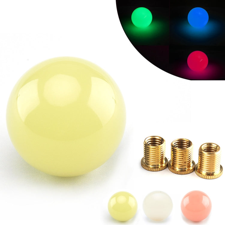 Universal round luminous shift knob set with yellow globe and three gold adapters