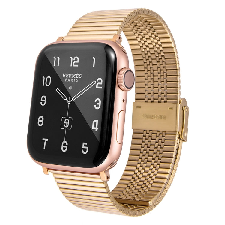 Gold tone braided link steel watch band with clasp