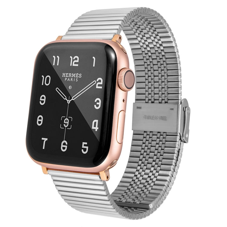 Silver tone braided link steel watch band with clasp